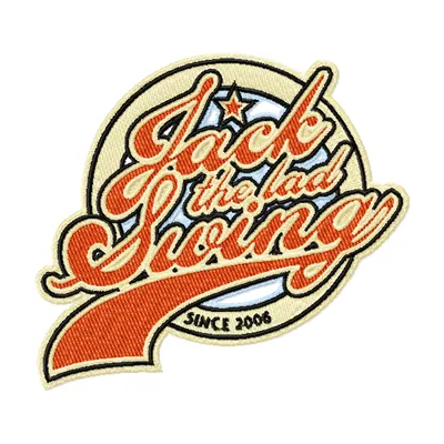 Preview of Jack The Lad Swing Logo embroidery design, showcasing intricate stitching patterns for creative projects.