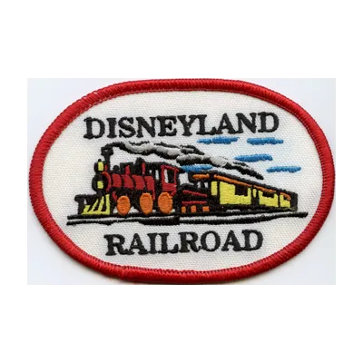Embroidery design preview of Disneyland Railroad patches, showcasing vibrant motifs for creative stitching projects.
