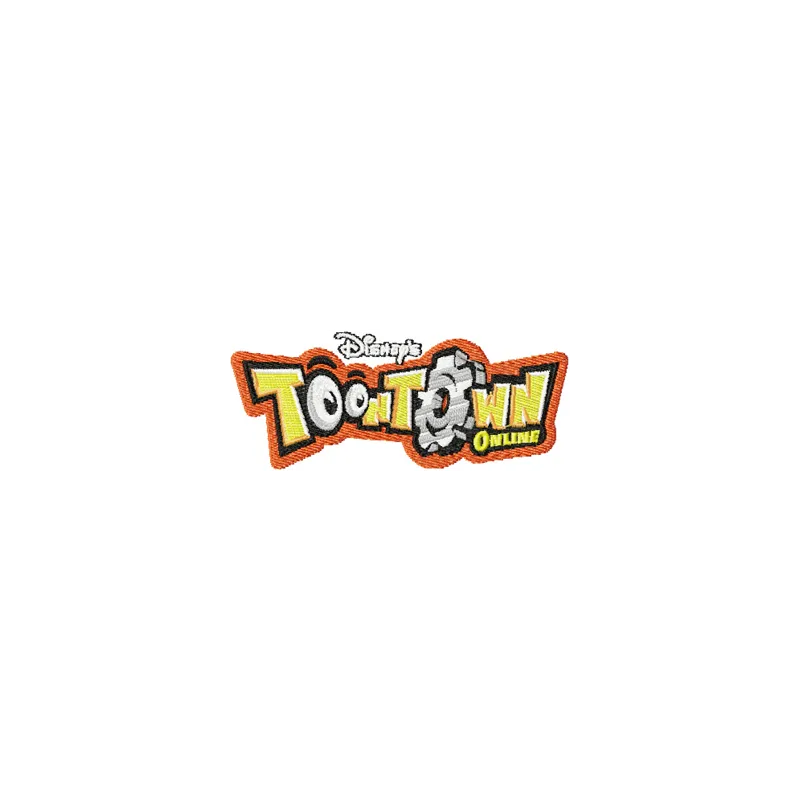 Toontown Logo embroidery design showcasing vibrant colors and playful motifs for fun projects.