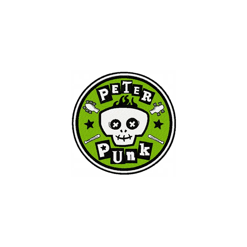 Embroidery design of the Peter Punk logo, ideal for customizing apparel like t-shirts and jackets.
