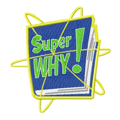 Super Why Logo embroidery design preview showcasing colorful stitching patterns for creative projects.
