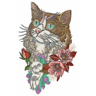Rich cat embroidery design - Embroidery Design