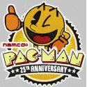 Pac-Man anniversary logo embroidery design preview, showcasing a vibrant and playful stitched motif for creative projects.