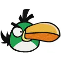Preview of the Angry Birds green embroidery design, featuring a playful green bird motif for creative stitching projects.