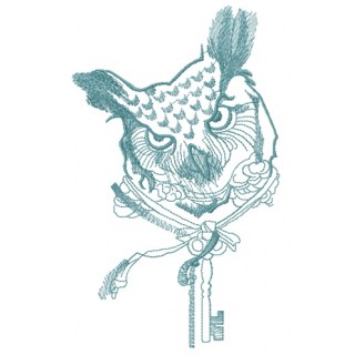 Owl key keeper one color embroidery design - Embroidery Design