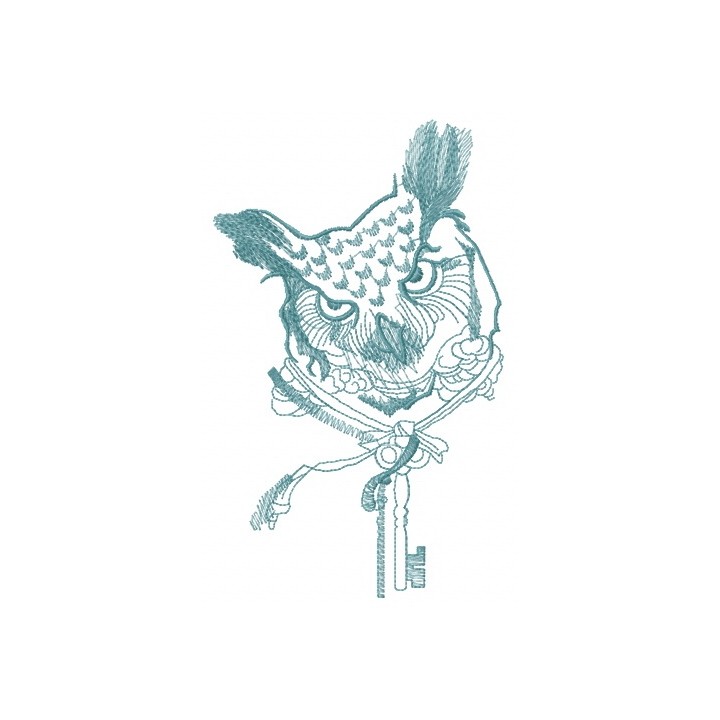 Owl key keeper one color embroidery design - Embroidery Design