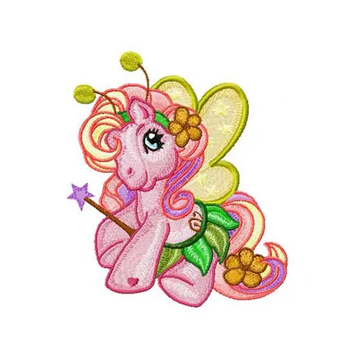 My Little Pony Fairy embroidery design featuring a whimsical pony surrounded by magical elements.