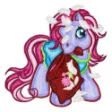 Embroidery design featuring My Little Pony with a cozy pillow, perfect for stitching on children's items.