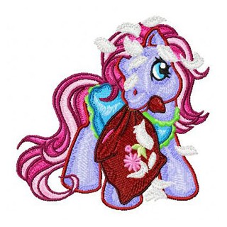 My Little Pony with pillow embroidery design - Embroidery Design