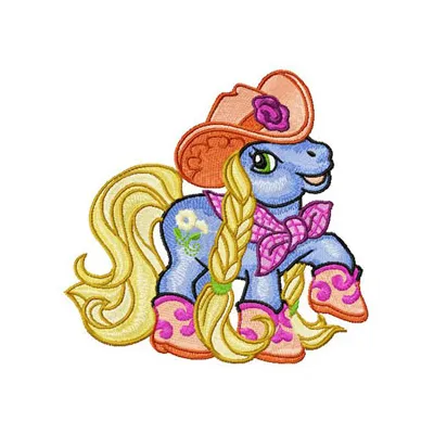 Little Pony Country Style embroidery design featuring a whimsical pony motif for creative stitching projects.