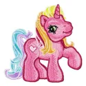My Little Pony 3 embroidery design preview featuring vibrant characters for creative stitching projects.
