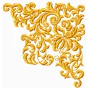 Corner embroidery design featuring intricate stitching patterns, ideal for embellishing home decor items.