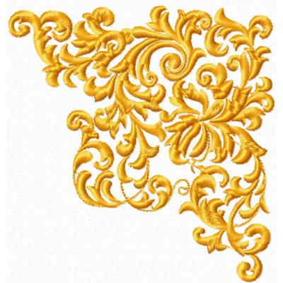 Corner embroidery design featuring intricate stitching patterns, ideal for embellishing home decor items.