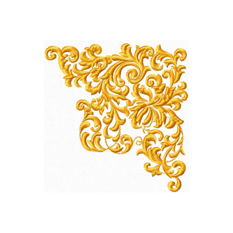 Corner embroidery design featuring intricate stitching patterns, ideal for embellishing home decor items.