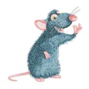 Remy embroidery design featuring an adorable mouse motif, ideal for stitching on baby onesies or tote bags.
