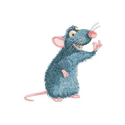 Remy embroidery design featuring an adorable mouse motif, ideal for stitching on baby onesies or tote bags.