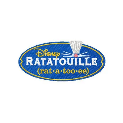 Ratatouille logo embroidery design showcasing intricate details, perfect for movie-themed stitching projects.