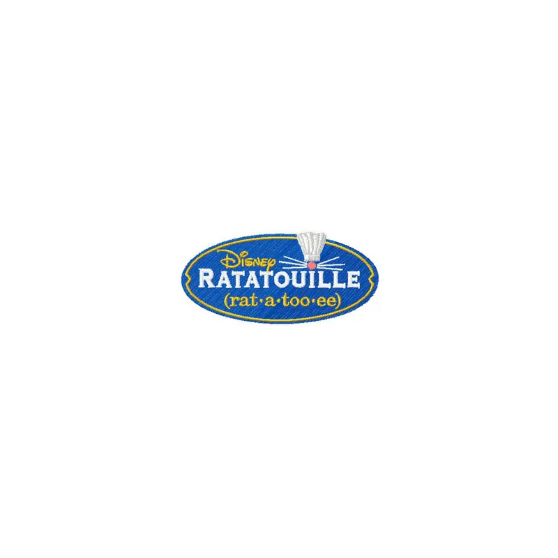 Ratatouille logo embroidery design showcasing intricate details, perfect for movie-themed stitching projects.