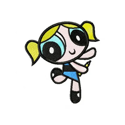 Bubbles 1 embroidery design featuring a whimsical character from Powerpuff Girls, ideal for playful stitching projects.