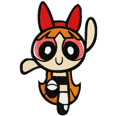 Blossom start embroidery design featuring the Powerpuff Girls, showcasing vibrant colors and playful motifs.