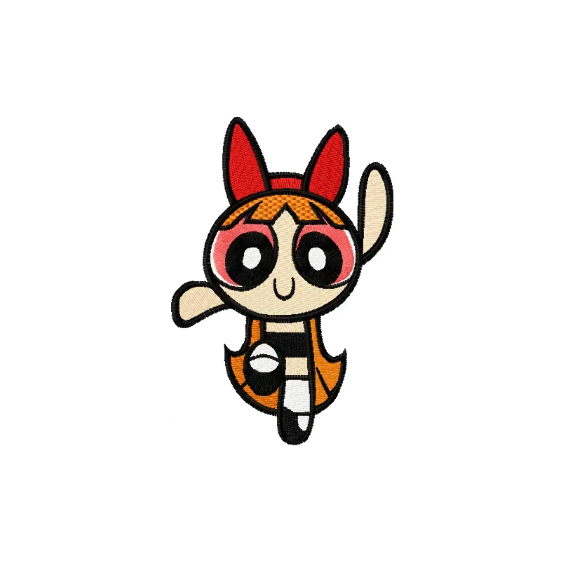 Blossom start embroidery design featuring the Powerpuff Girls, showcasing vibrant colors and playful motifs.