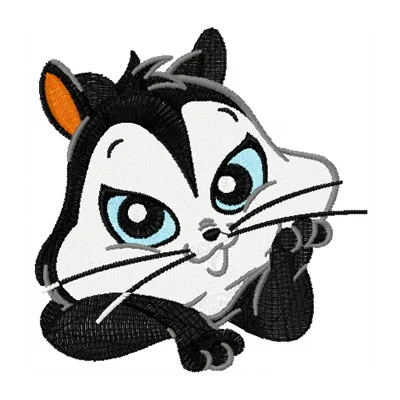 Pussyfoot dream embroidery design showcasing a whimsical cat motif perfect for stitching on t-shirts or tote bags.