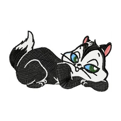 Pussyfoot embroidery design featuring a playful cat motif, perfect for stitching on t-shirts or tote bags.