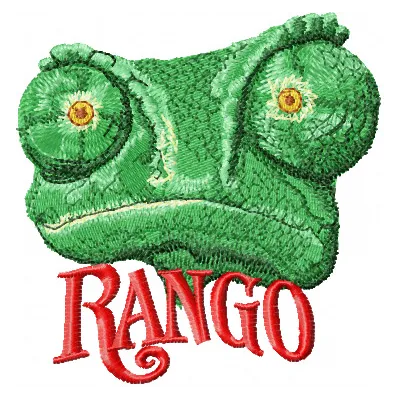 Rango 2 embroidery design featuring a detailed reptile motif, ideal for stitching on apparel or accessories.