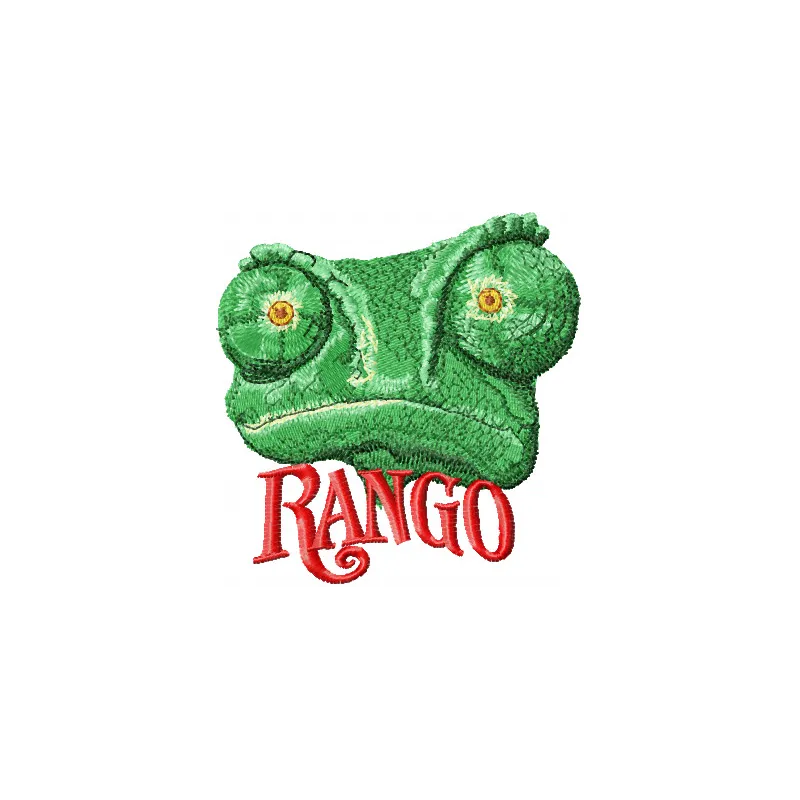 Rango 2 embroidery design featuring a detailed reptile motif, ideal for stitching on apparel or accessories.