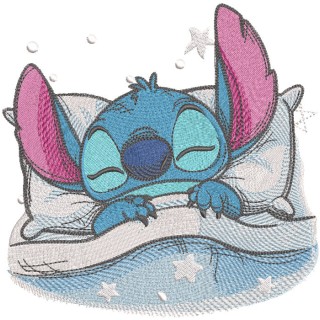 Sleeping stitch covered with a blanket embroidery design - Embroidery Design