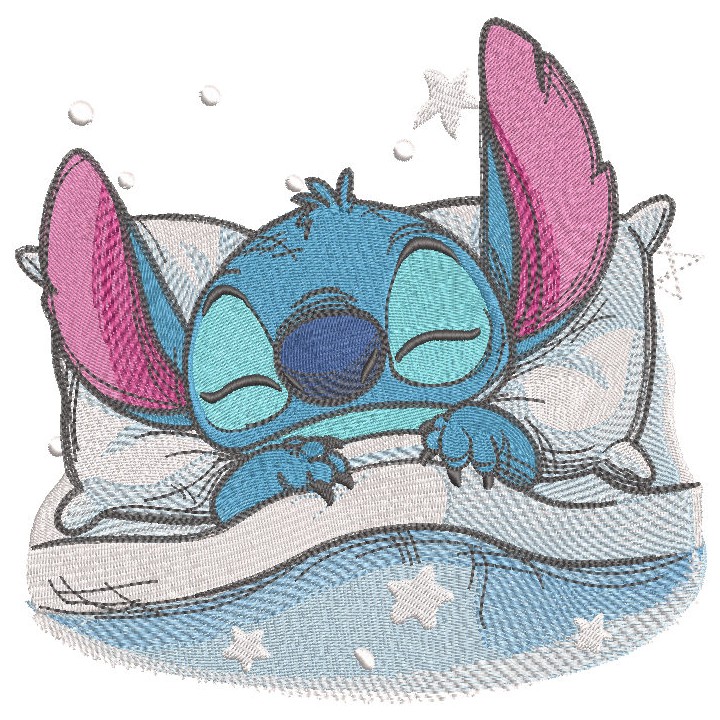 Sleeping stitch covered with a blanket embroidery design - Embroidery Design