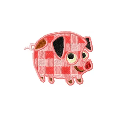 Small Pig 1 embroidery design featuring a cute farm animal motif, perfect for stitching on t-shirts and tote bags.