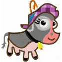 Preview of the Mrs. Coloway embroidery design featuring a charming farm animal motif for creative stitching.