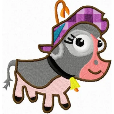 Preview of the Mrs. Coloway embroidery design featuring a charming farm animal motif for creative stitching.