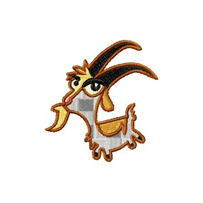 Jeb Goat embroidery design showcasing a playful goat motif, perfect for stitching on t-shirts or tote bags.