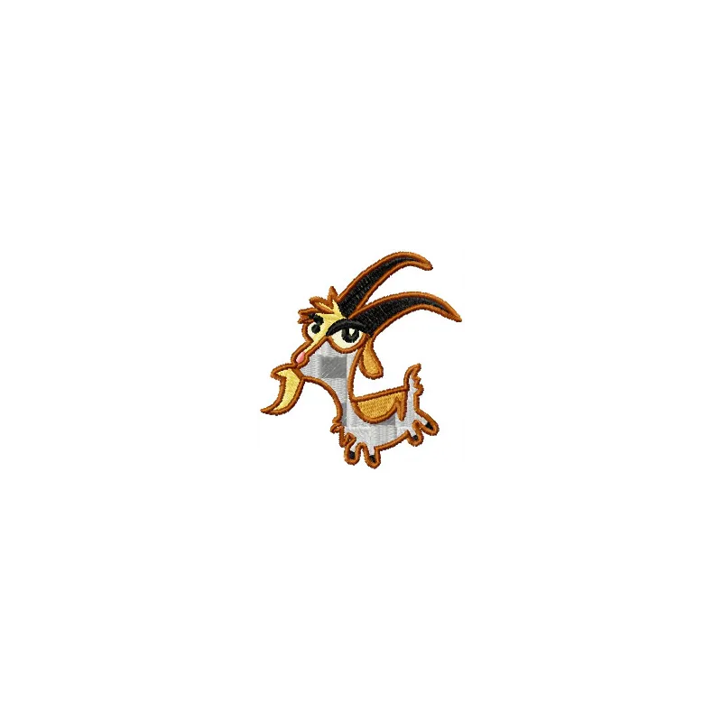 Jeb Goat embroidery design showcasing a playful goat motif, perfect for stitching on t-shirts or tote bags.