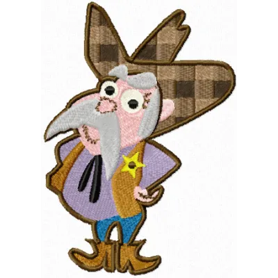 Sheriff embroidery design featuring a playful badge motif, ideal for baby onesies and toddler apparel.