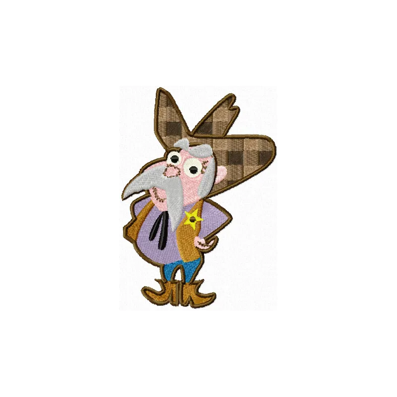 Sheriff embroidery design featuring a playful badge motif, ideal for baby onesies and toddler apparel.