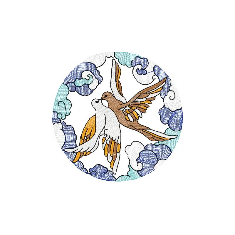 Preview of the Loving Birds 2 embroidery design featuring intricate stitched motifs of affectionate birds.