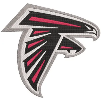 Embroidery design of the Atlanta Falcons Primary Logo featuring the team's iconic bird emblem and colors.