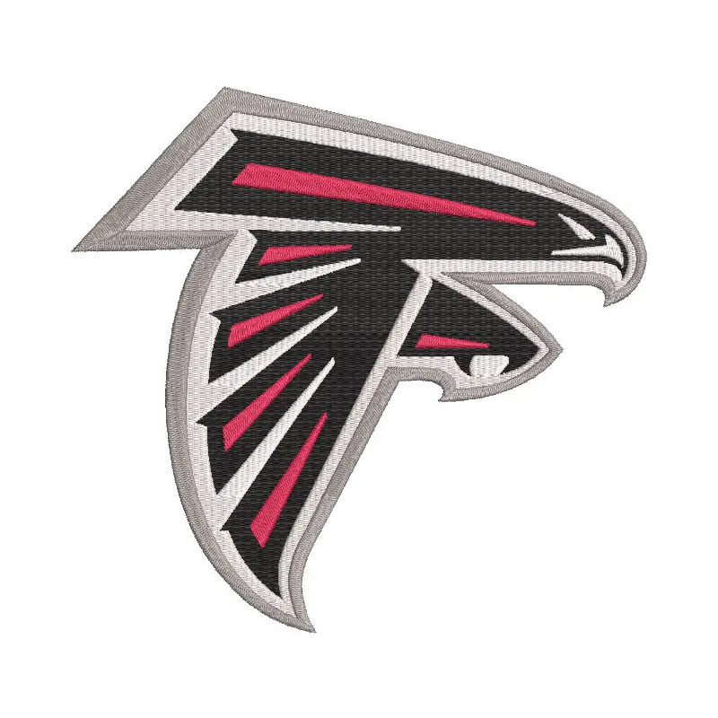 Embroidery design of the Atlanta Falcons Primary Logo featuring the team's iconic bird emblem and colors.