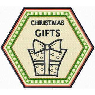 Christmas Gifts badge embroidery design - Embroidery Design