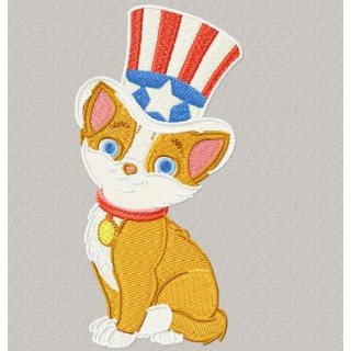 Happy cat embroidery design - Embroidery Design