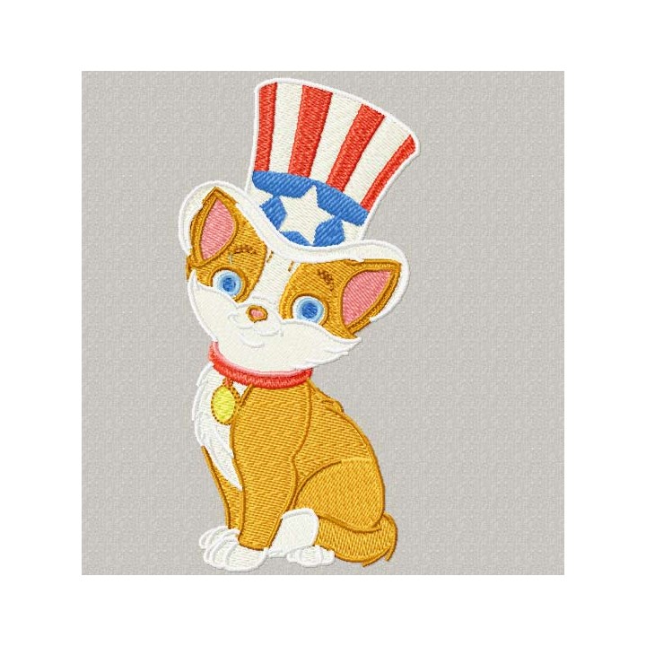 Happy cat embroidery design - Embroidery Design