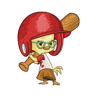 Little Chicken with baseball bat embroidery design - Embroidery Design