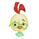 Preview of chicken embroidery design featuring a charming farm animal motif for creative stitching projects.