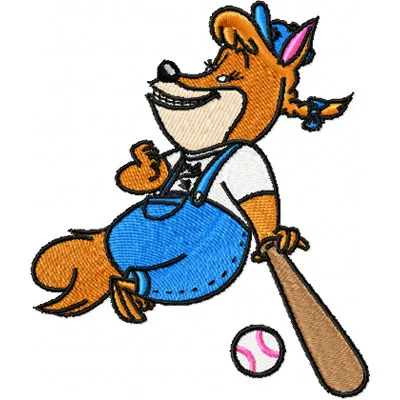 Foxy Loxy embroidery design featuring a charming fox, perfect for stitching on apparel and home decor.