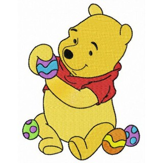 Pooh preparing for Easter embroidery design - Embroidery Design