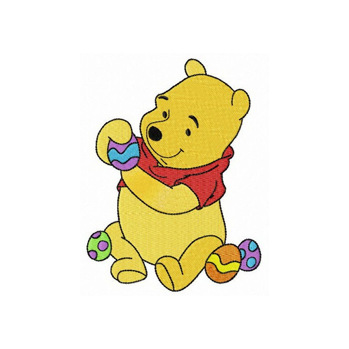 Pooh preparing for Easter embroidery design - Embroidery Design