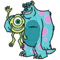 Sulley and Mike embroidery design featuring beloved characters from Monsters Inc for creative stitching projects.